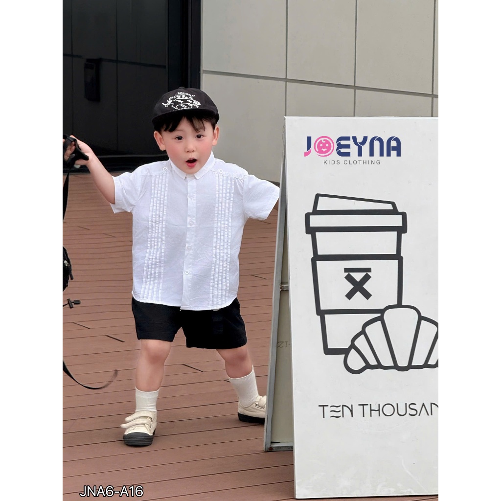 Áo sơ mi cộc Joeyna xếp ly Joeyna  cho bé 8-24kg