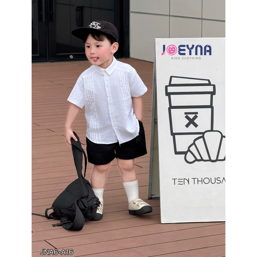 Áo sơ mi cộc Joeyna xếp ly Joeyna  cho bé 8-24kg