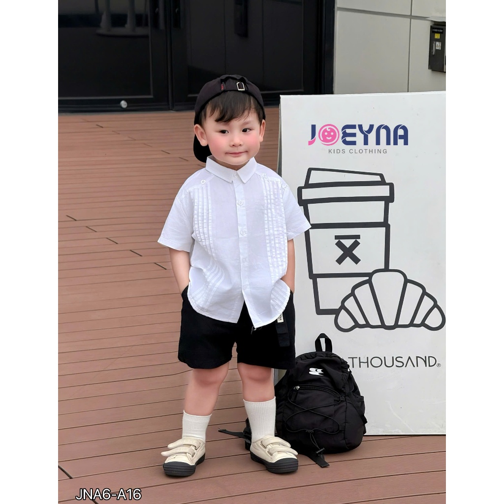 Áo sơ mi cộc Joeyna xếp ly Joeyna  cho bé 8-24kg
