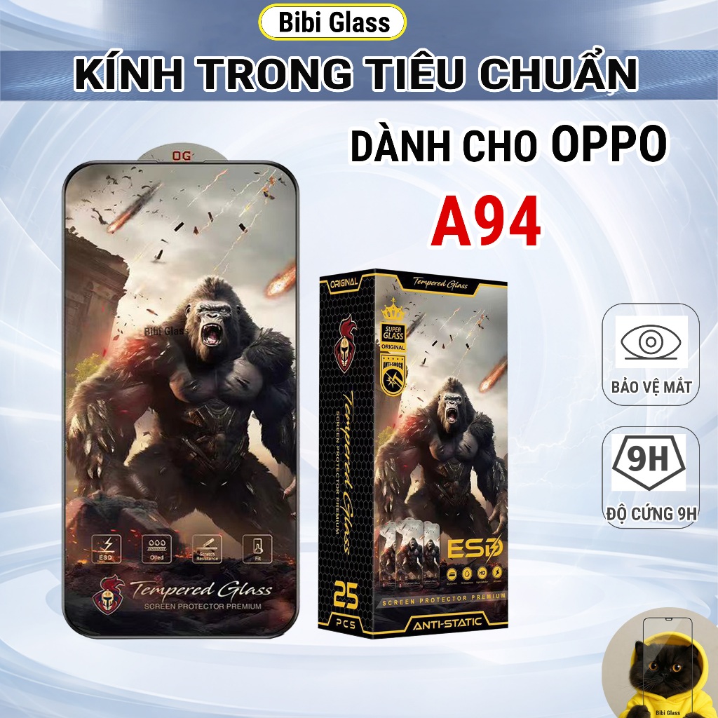 Kính cường lực Oppo A94 chiến binh full màn trong suốt bảo vệ màn hình đt shark case