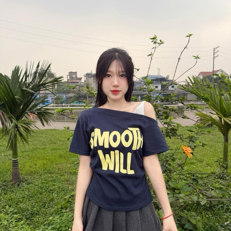 [GIẢM 58%]Áo thun lệch vai SMOOTH WILL chất tăm coton mềm mịn mẫu mới 2026