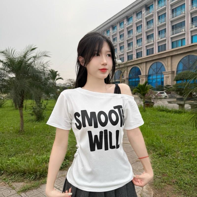 [GIẢM 58%]Áo thun lệch vai SMOOTH WILL chất tăm coton mềm mịn mẫu mới 2026