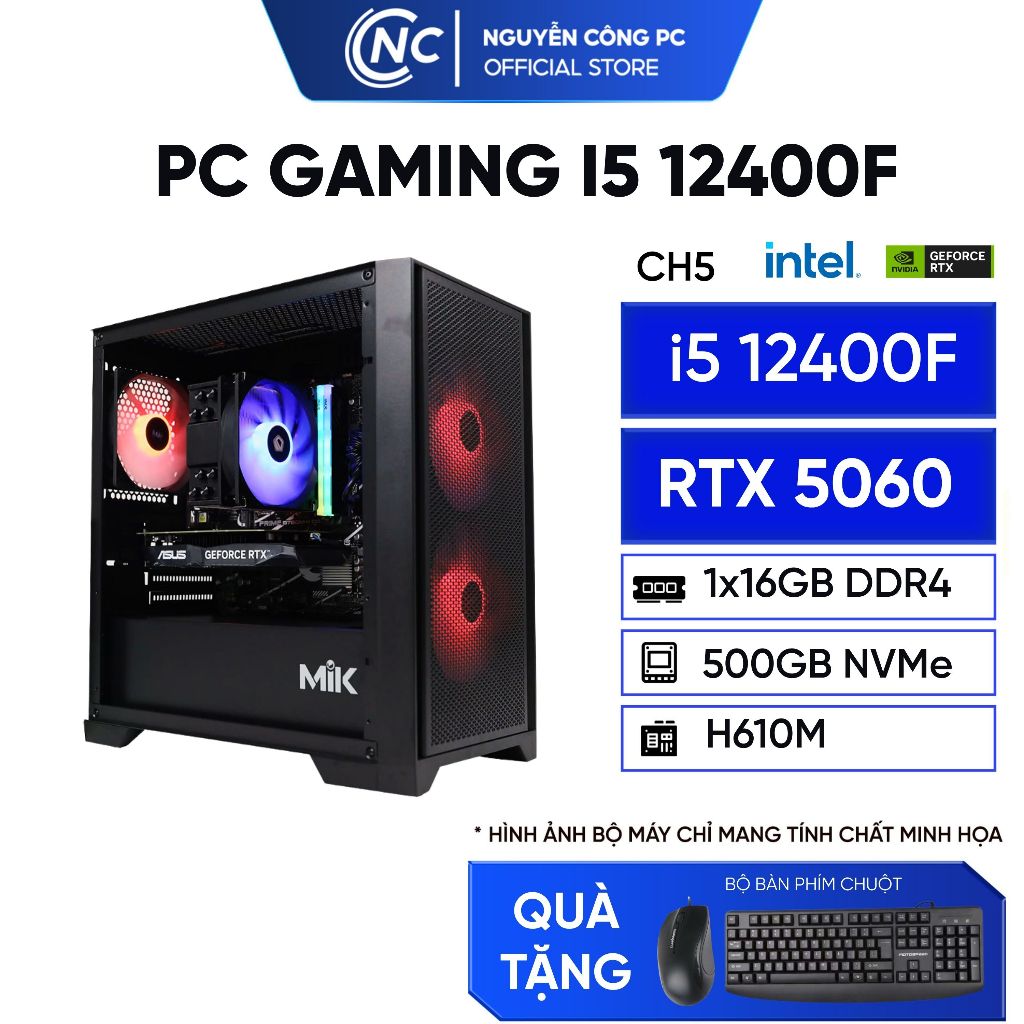 Bộ máy tính PC Gaming i5 12400F + RTX 5060 + ram 16GB chiến mọi game, đồ họa - Full NEW | BigBuy360 - bigbuy360.vn