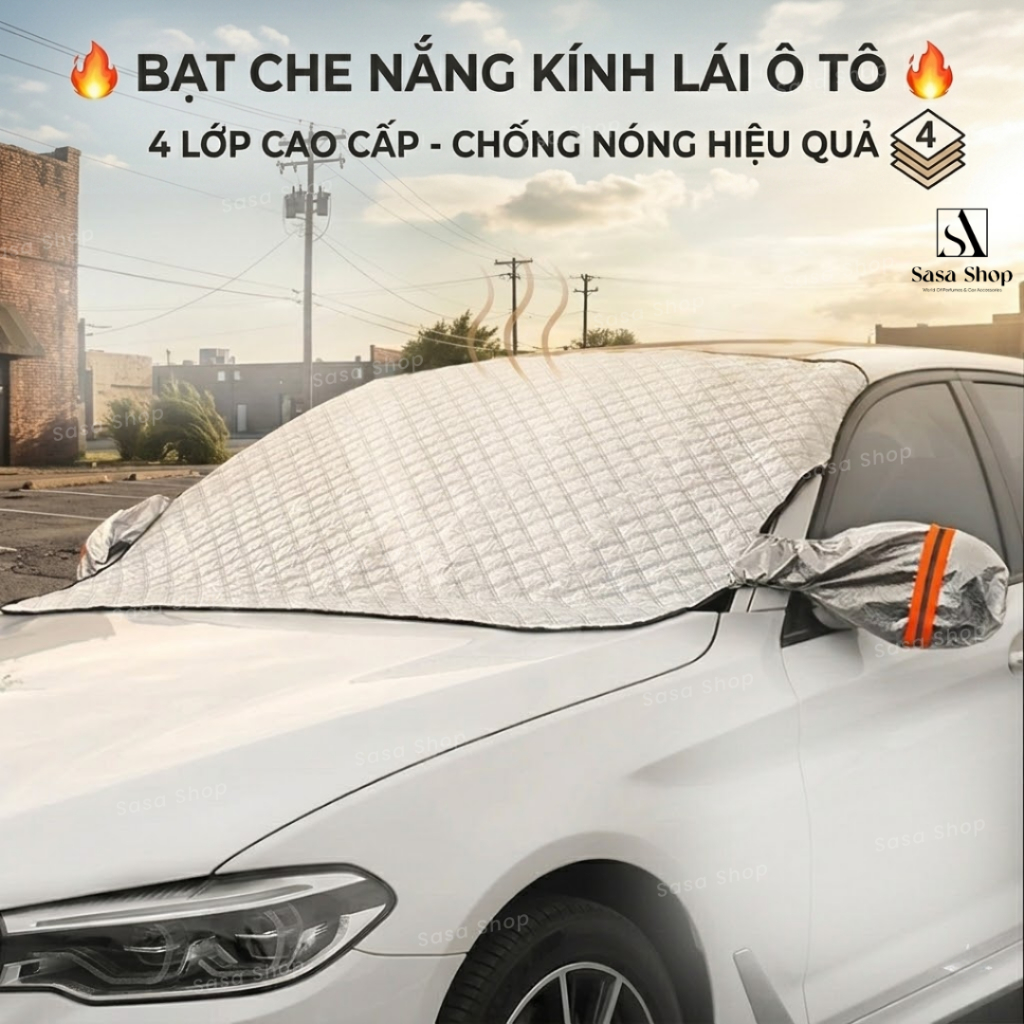 Bạt Che Nắng Kính Lái Ô Tô 4 Lớp – Che Nắng Bảo Vệ Kính Trước, Chống Tia UV, Bảo Vệ Nội Thất Xe CÓ TAI GƯƠNG...