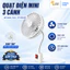 Quạt Mini 3 Cánh Treo Tường Xoay 360° – Mát Nhanh, Êm Ái, Tiết Kiệm Điện, Có Lồng Bảo Vệ An Toàn