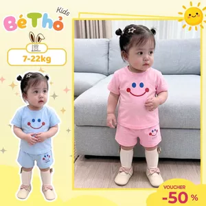 BỘ BÉ GÁI MẪU MẶT CƯỜI SZ 7 - 22 KG QUẦN ÁO BÉ GÁI MÙA HÈ CHẤT LIỆU MỀM MÁT