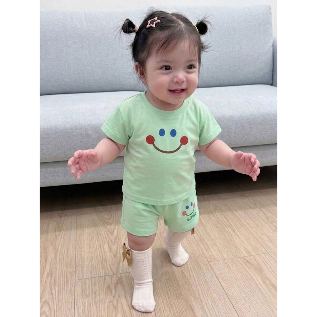 ( COMBO 1-2-3 ) BỘ BÉ GÁI MẪU MẶT CƯỜI SZ 7 - 22 KG QUẦN ÁO BÉ GÁI MÙA HÈ CHẤT LIỆU MỀM MÁT