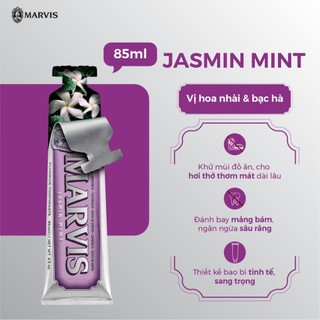 (Hỏa tốc) Kem Đánh Răng MARVIS JASMIN MINT 85ml (Hương hoa nhài) – Hơi thở thơm mát, trắng răng, sạch miệng