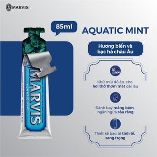 (Hỏa tốc) Kem Đánh Răng MARVIS AQUATIC MINT 85ml (Hương biển & bạc hà) – Hơi thở thơm mát, trắng răng