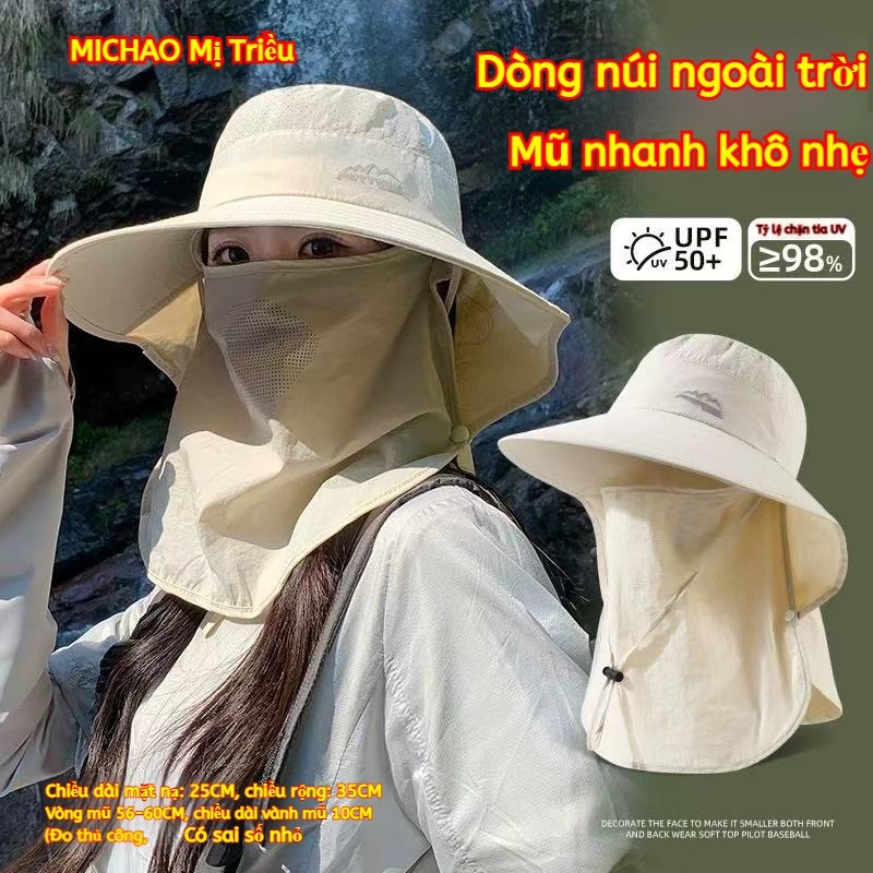 Mũ Nón Lưỡi Trai Chống Nắng Nữ Nam Mũ Chống Nắng Đôi Che Toàn Mặt Cổ UPF50+ Combo Giảm 15%