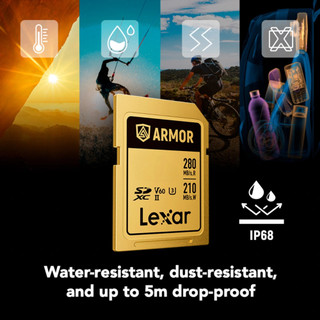 Thẻ nhớ Máy Ảnh SDXC Lexar ARMOR 64GB UHS-II U3 4K V60 Đọc 280MB/s, Ghi 210MB/s (Gold Series) - Phụ Kiện Nhất Tín