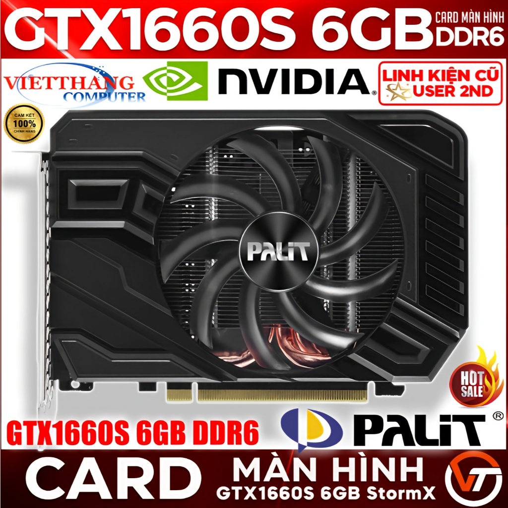 VGA - Card Màn Hình Palit GTX1660 Super StormX OC ITX 6GB DDR6 cũ
