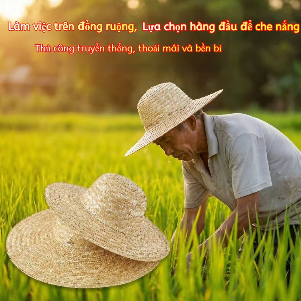 Mũ Nón Lưỡi Trai Chống Nắng Nam Rơm Vành Rộng 12cm UV Thoáng Mát Nghề Nghiệp Du Lịch