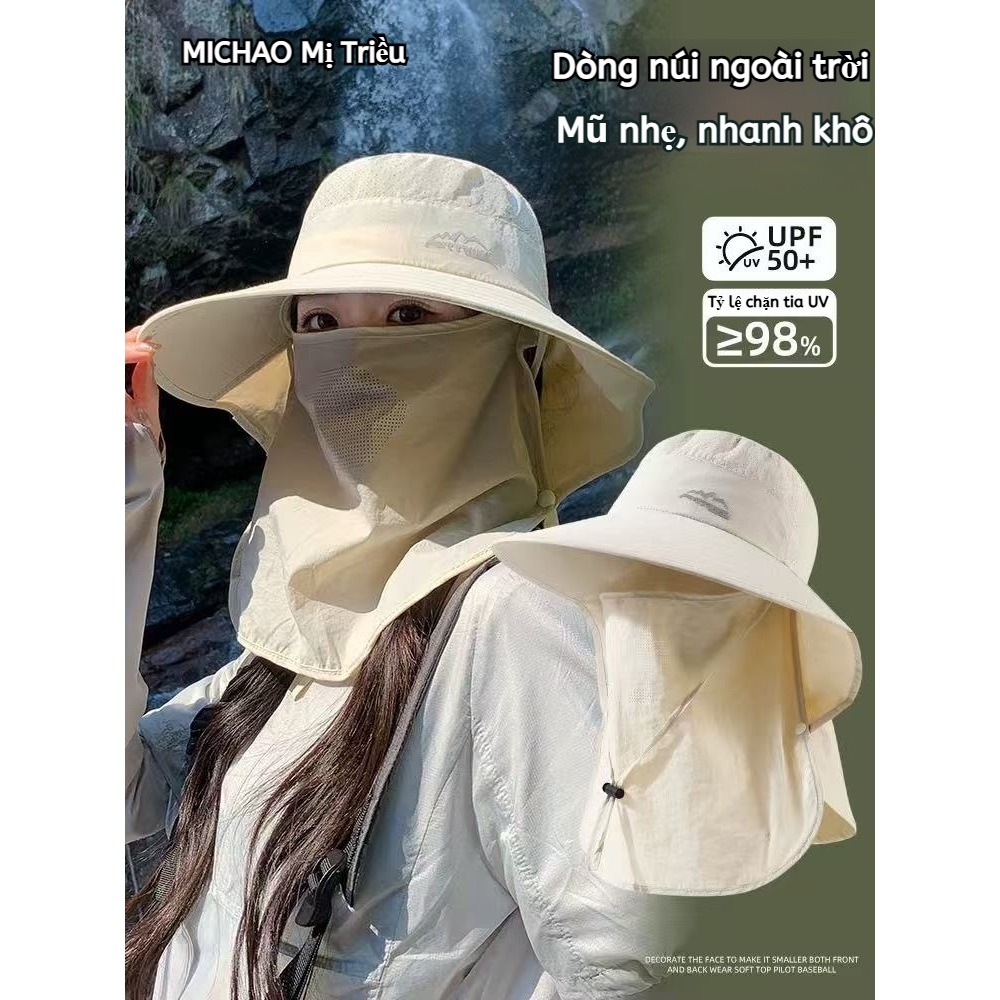 Mũ Nón Lưỡi Trai Chống Nắng Nữ Nam Mũ Chống Nắng Đôi Che Toàn Mặt Cổ UPF50+ Combo Giảm 15%