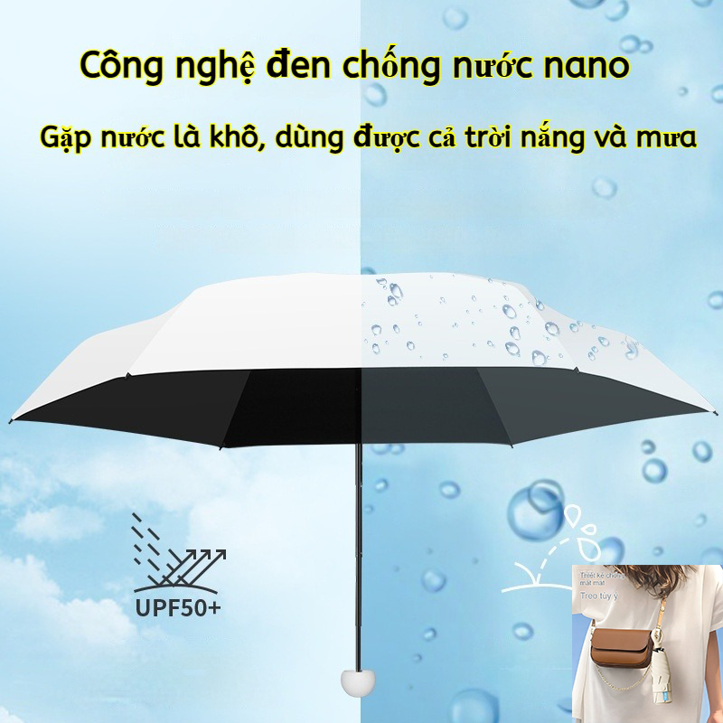Ô Che Mưa Gấp Gọn Ô Câu Cá Dù Che Nắng Siêu Nhỏ 5 Lần Tay Cầm Treo Chống UV UPF50+ Bán Buôn