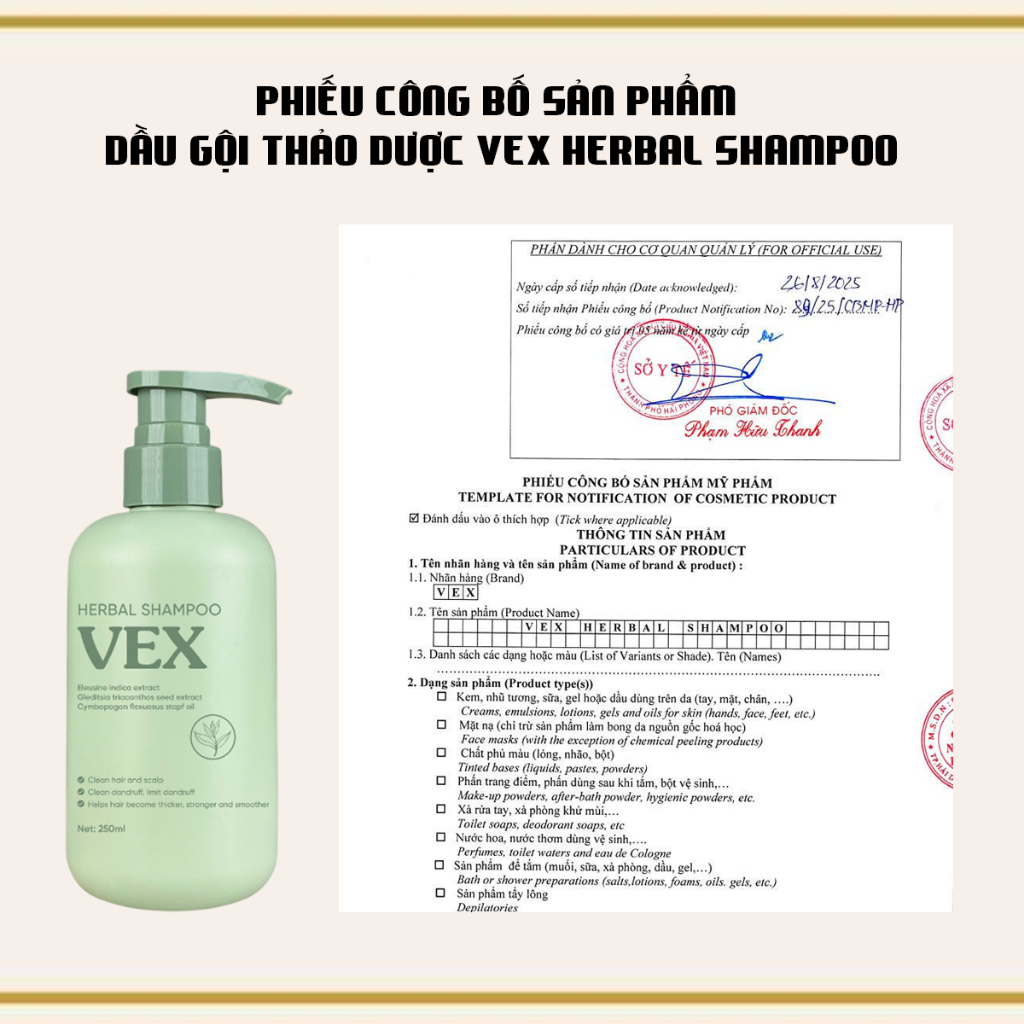 Dầu Gội Sạch Nấm Gàu Vex Shampoo l Dầu gội thảo dược l sạch nấm, gàu da đầu thoáng mát