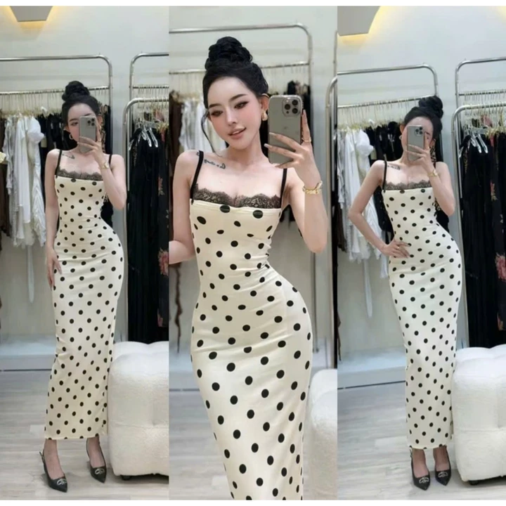 Đầm Body Nữ 2 Dây Phối Viền Ren KANOMY GL534, Váy Nữ Thiết Kế Ôm Body Tôn Dáng Sexy Quyến Rũ