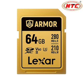 Thẻ nhớ Máy Ảnh SDXC Lexar ARMOR 64GB UHS-II U3 4K V60 Đọc 280MB/s, Ghi 210MB/s (Gold Series) - Phụ Kiện Nhất Tín