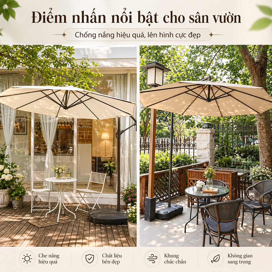 ô che nắng 3M ngoài trời xoay 360° dù gấp gọn che nắng sử dụng ngoài trời cafe sân vườn Ô Chắc Chắn