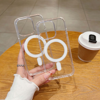 (Magnetic)Ốp lưng trong cứng viền dẻo chống sốc tích hợp sạc nhanh cho ip 12/13/14/15/16/17/pro/promax/air