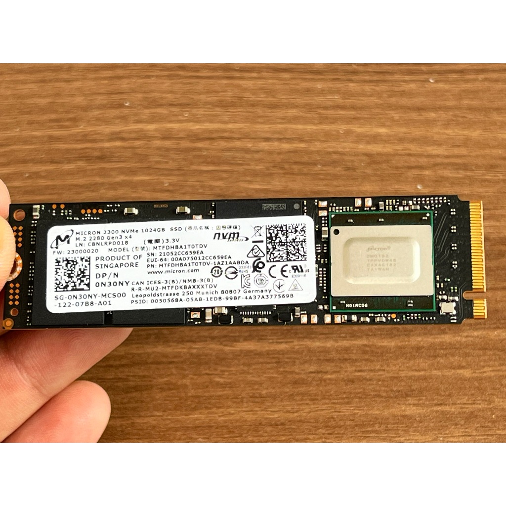 Bán SSD Micron 2300 NVMe 1TB Gen 3 * 4 , có Dram, Sức khỏe 99