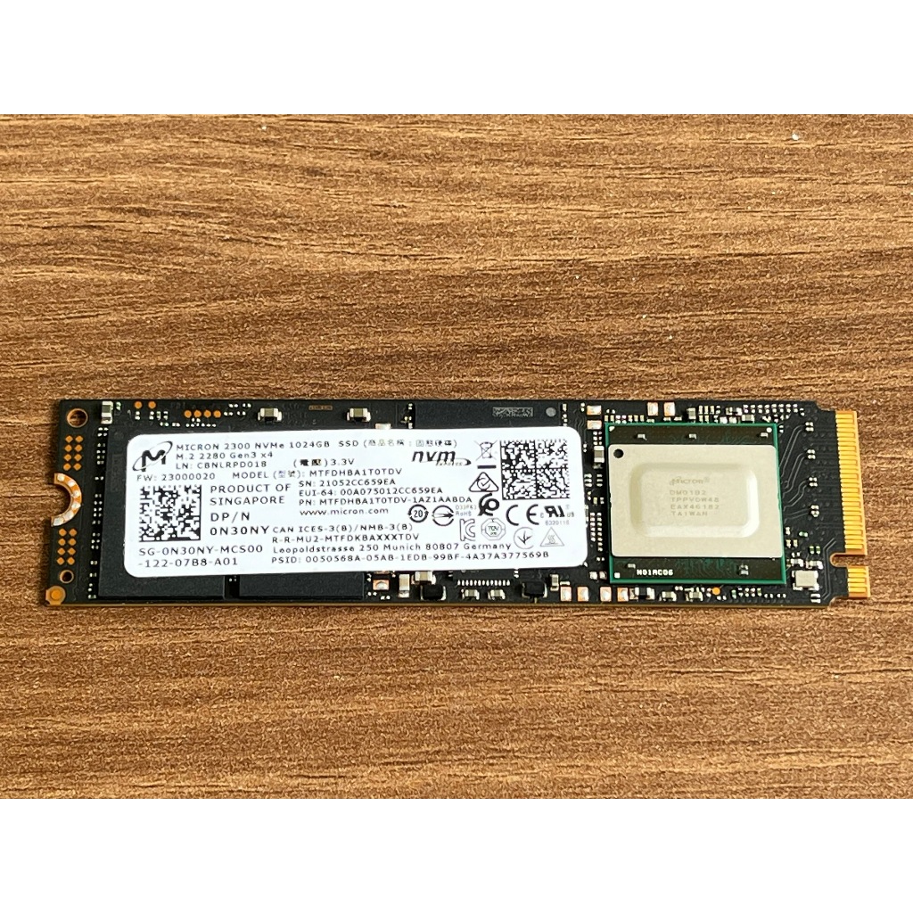 Bán SSD Micron 2300 NVMe 1TB Gen 3 * 4 , có Dram, Sức khỏe 99
