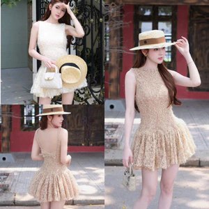 Váy lông sát nách dáng bồng xòe V163 SM