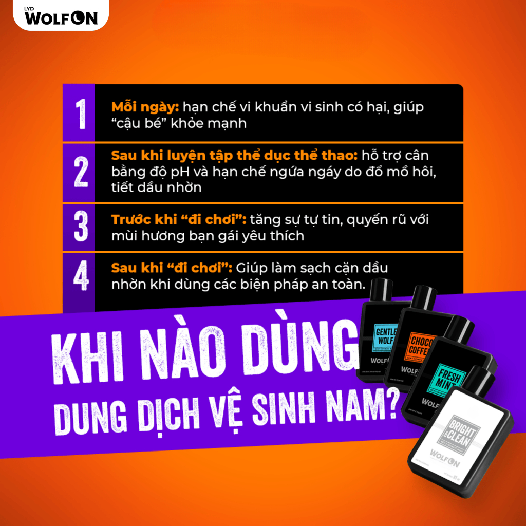 Dung Dịch Vệ Sinh Nam Giới LYD Wolf ON Hương Thơm Nam Tính Cuốn Hút Khử Mùi Tốt 95ml 150ml | BigBuy360 - bigbuy360.vn