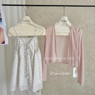 SET 2 Món Cardigang + Áo Babydoll 2 Dây Điều Chỉnh Vintage Hàn Quốc Xinh Xắn Trenddy QCCC l1(Ảnh thật )|Dami.Studio