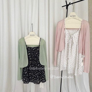 SET 2 Món Cardigang + Áo Babydoll 2 Dây Điều Chỉnh Vintage Hàn Quốc Xinh Xắn Trenddy QCCC l1(Ảnh thật )|Dami.Studio
