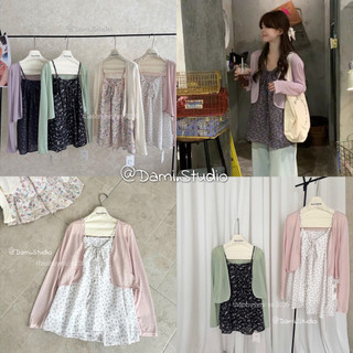 SET 2 Món Cardigang + Áo Babydoll 2 Dây Điều Chỉnh Vintage Hàn Quốc Xinh Xắn Trenddy QCCC l1(Ảnh thật )|Dami.Studio