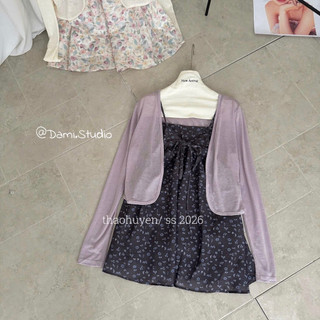 SET 2 Món Cardigang + Áo Babydoll 2 Dây Điều Chỉnh Vintage Hàn Quốc Xinh Xắn Trenddy QCCC l1(Ảnh thật )|Dami.Studio