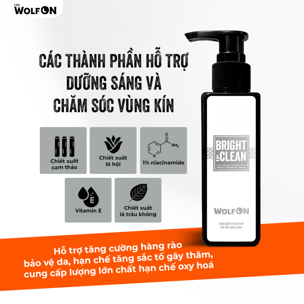 Dung Dịch Vệ Sinh Nam Giới LYD Wolf ON Hương Thơm Nam Tính Cuốn Hút Khử Mùi Tốt 95ml 150ml | BigBuy360 - bigbuy360.vn