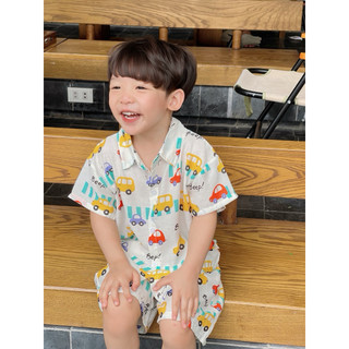 Bộ đồ mùa hè bé trai Batala kids, Set đi biển vải đũi tơ cho bé từ 10- 25kg