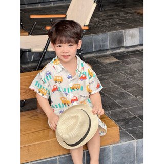 Bộ đồ mùa hè bé trai Batala kids, Set đi biển vải đũi tơ cho bé từ 10- 25kg
