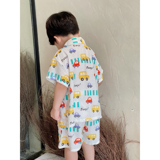 Bộ đồ mùa hè bé trai Batala kids, Set đi biển vải đũi tơ cho bé từ 10- 25kg