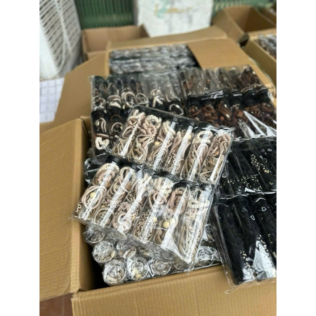 Hộp 20 chun tóc hoạ tiết vặn thừng siêu xinh