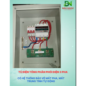 TỦ ĐIỆN PHÂN PHỐI TỔNG 3 PHA CÓ BẢO VỆ MẤT PHA MẤT TRUNG TÍNH TỰ ĐỘNG ĐÓNG NGẮT 63A VÀ 100A