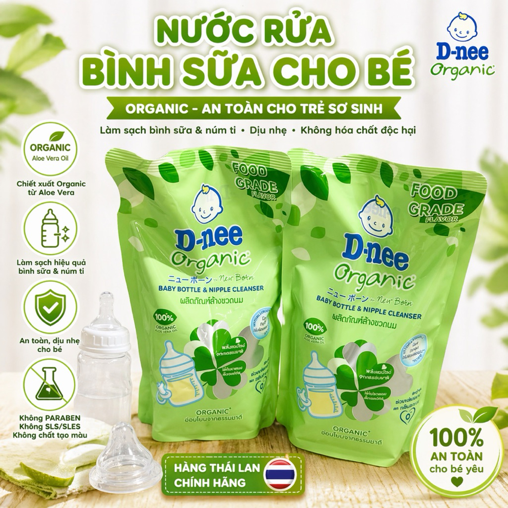 [Combo tiết kiệm]Nước rửa bình sữa  ,rau củ cho bé Dnee Organic túi 550ml