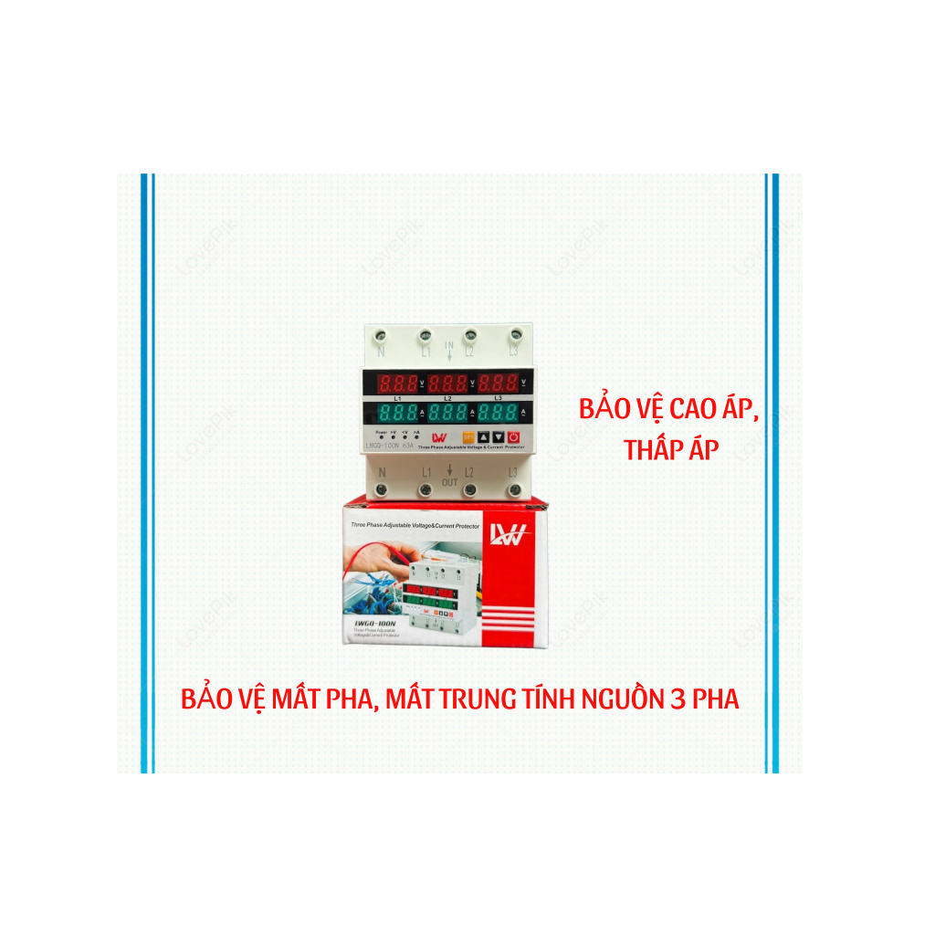 TỦ ĐIỆN PHÂN PHỐI TỔNG 3 PHA CÓ BẢO VỆ MẤT PHA MẤT TRUNG TÍNH TỰ ĐỘNG ĐÓNG NGẮT 63A VÀ 100A