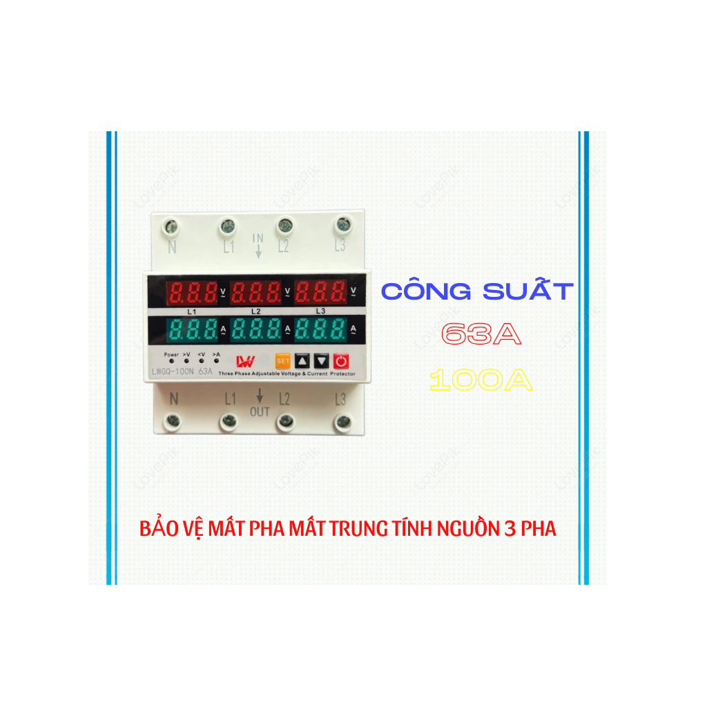 TỦ ĐIỆN PHÂN PHỐI TỔNG 3 PHA CÓ BẢO VỆ MẤT PHA MẤT TRUNG TÍNH TỰ ĐỘNG ĐÓNG NGẮT 63A VÀ 100A