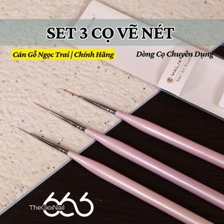 Set 3 Cọ Vẽ Nét Nail Cán Gỗ Ngọc Trai Cao Cấp – Cọ Liner Siêu Mảnh Vẽ Line, Hoa Văn, Nail Art Chuyên Nghiệp Nail666