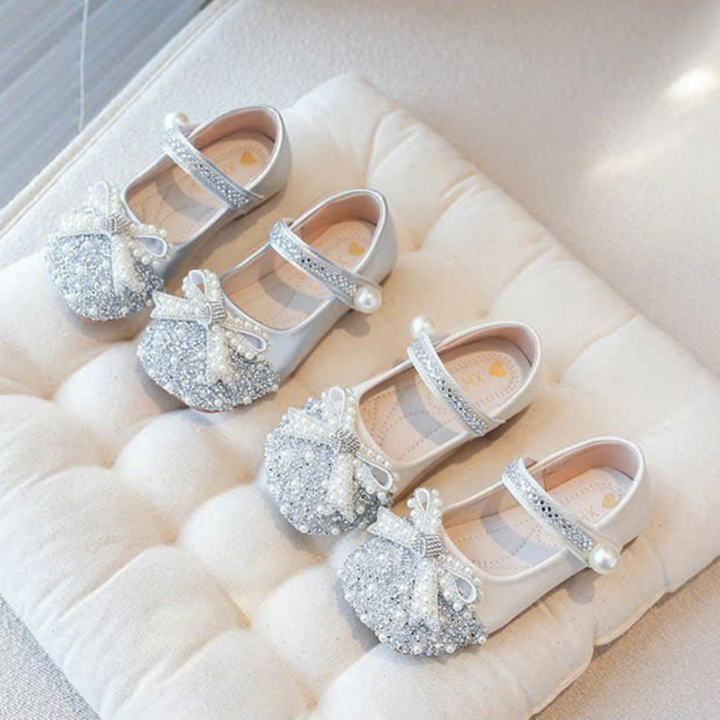 Giày Búp Bê Nơ Đính Hạt Quai Lấp Lánh Cho Bé Gái GAUKID-G197 - Thích Hợp Cho Bé Đi Dự Tiệc