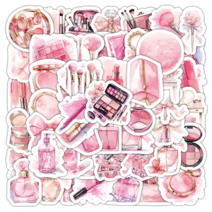 sticker đồ makeup màu hồng tiểu thư
