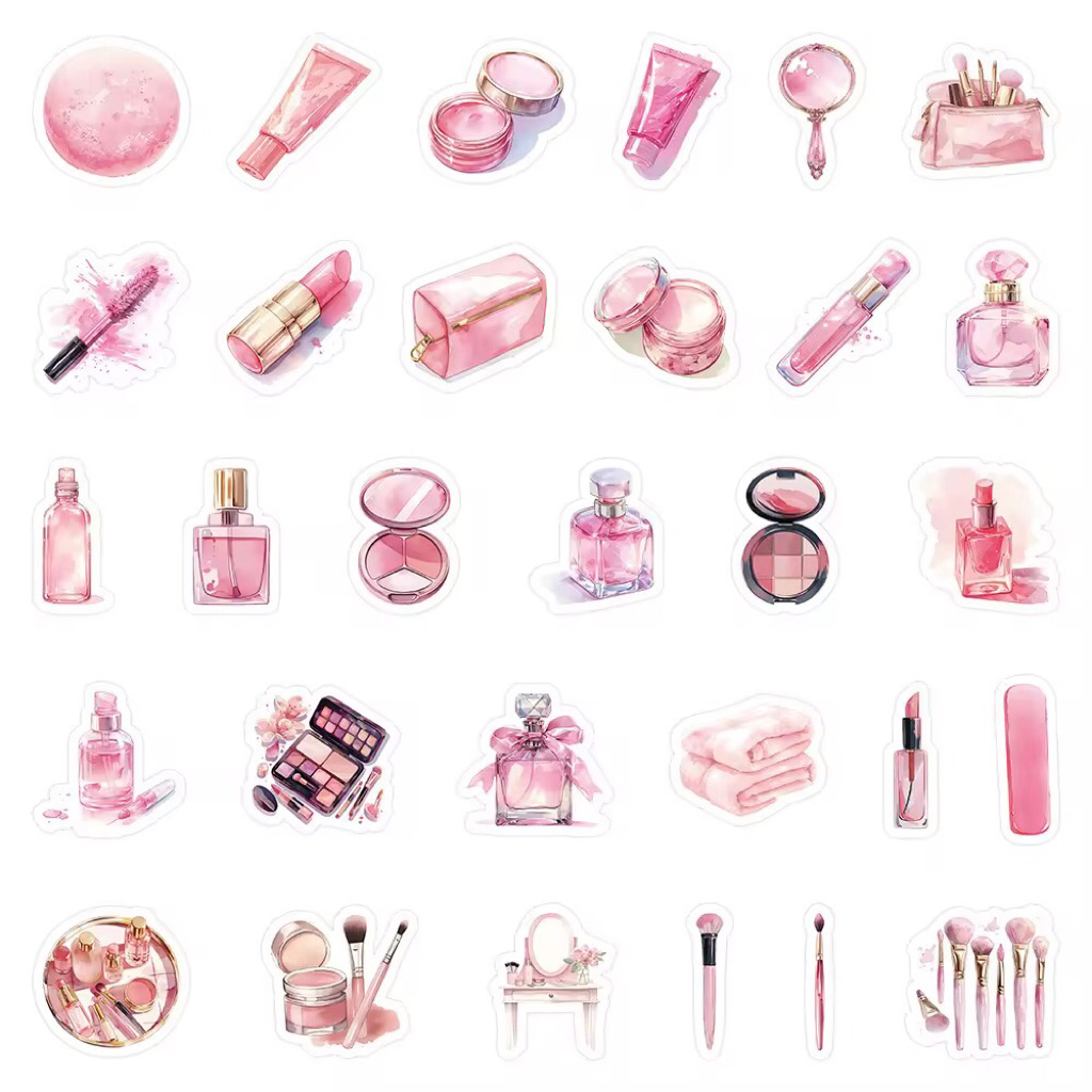 sticker đồ makeup màu hồng tiểu thư