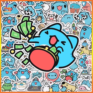 sticker bé mèo xanh tinh nghích