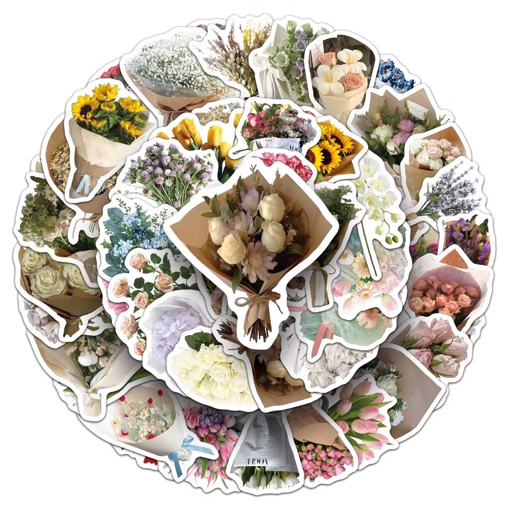 sticker bó hoa xinh tươi