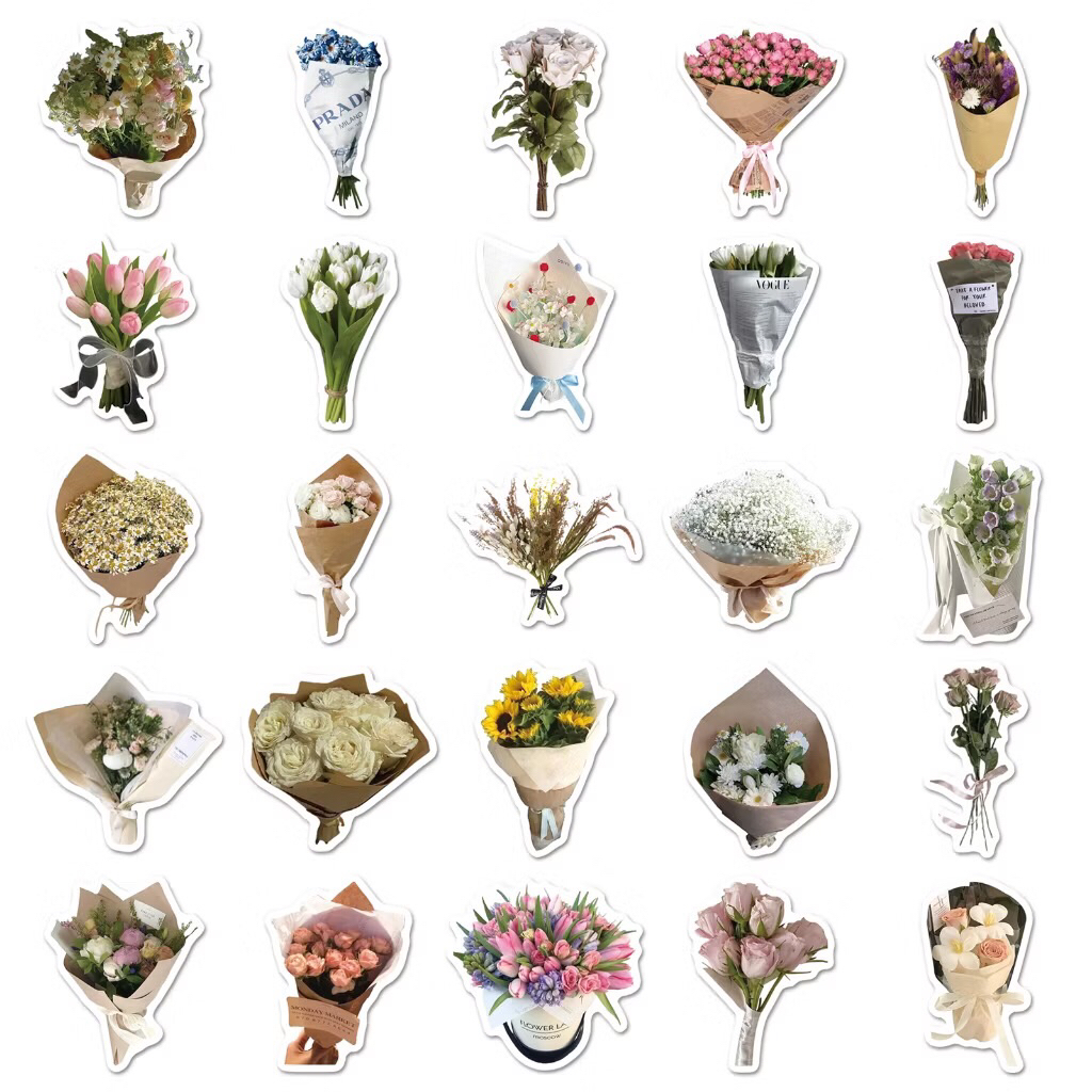 sticker bó hoa xinh tươi