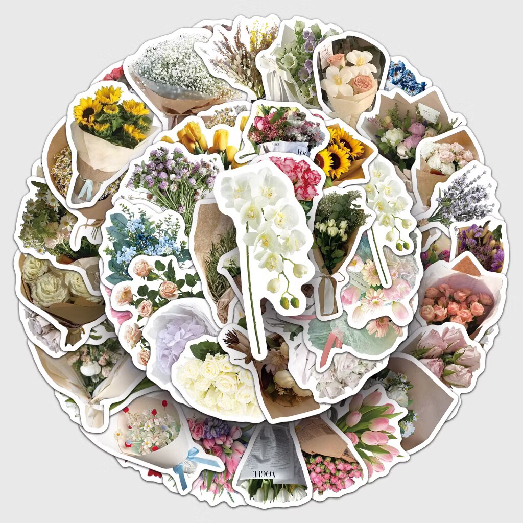 sticker bó hoa xinh tươi