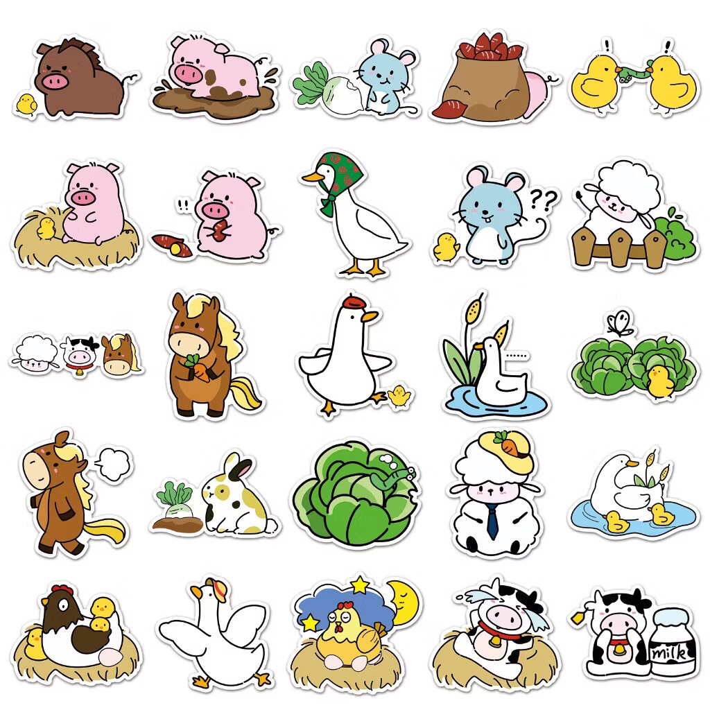 sticker các bé động vật ở farm